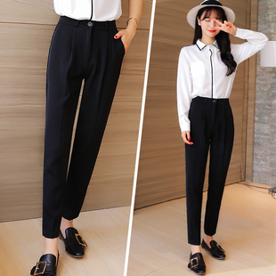 韩版阔腿哈伦裤女西装九分裤子薄款宽松直筒夏季2021新款春款工装