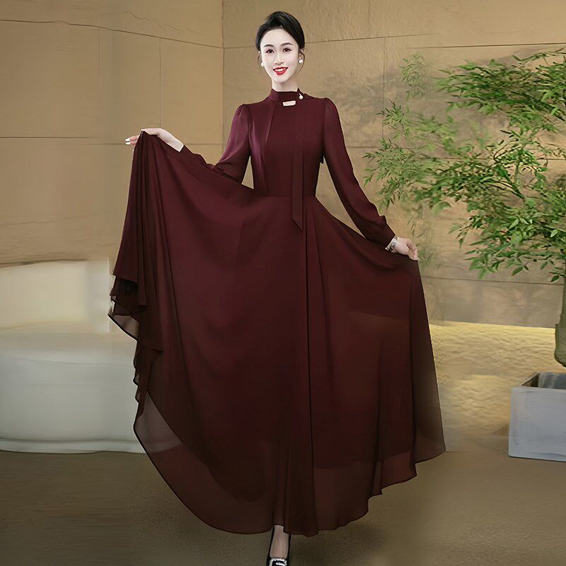 雪纺长款连衣裙女夏季2025新款气质显瘦超大摆长裙高级感裙子18