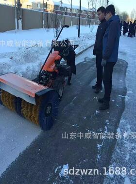 出售物业用手推式扫雪车 初雪效果好配雪铲 毛刷座驾式扫雪机