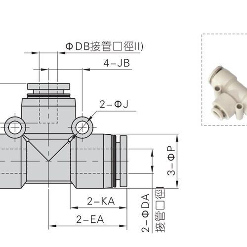原装亚德客 变径T型三通接头PEG6-4 PEG8-6 PEG10-8 AirTAC