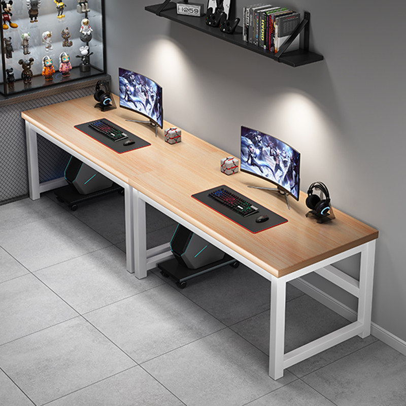 简约电脑桌台式家用现代桌子工作台简易学习桌钢木书桌双人办公桌