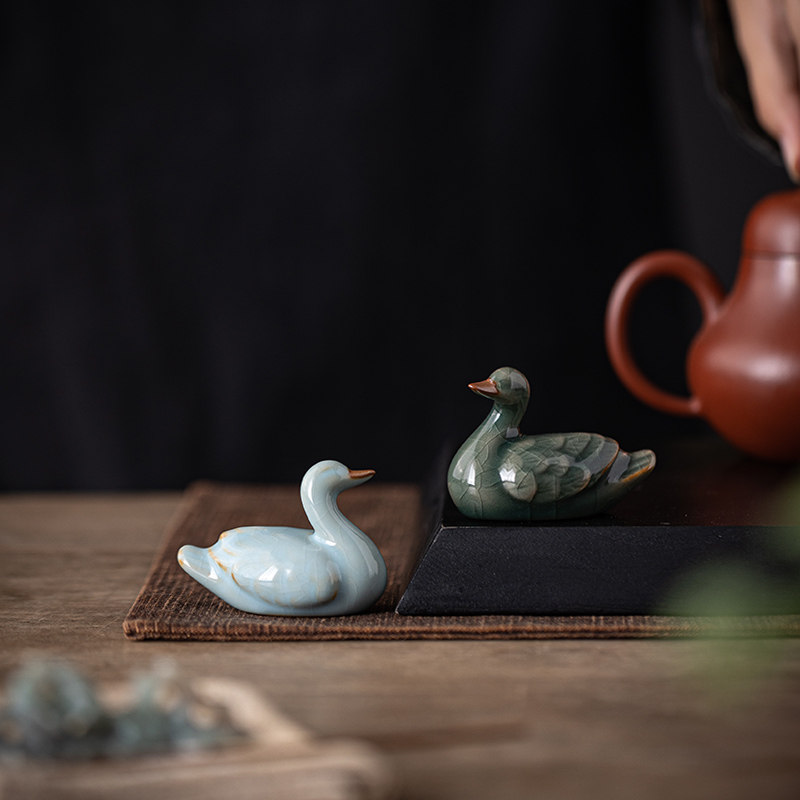 可爱小鸭子治愈系茶宠迷你小摆件陶瓷动物鱼缸造景盆栽园艺装饰品