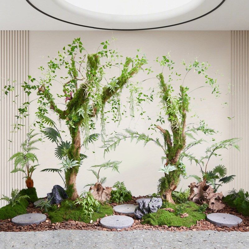 高档大型假树仿真树造景客厅落地花室内户外藤条橱窗装饰场景布置