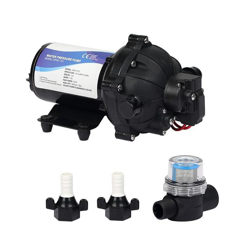 高压喷雾增压自吸电动隔膜RV房车淋浴游艇船舶甲板冲洗柱塞泵水泵