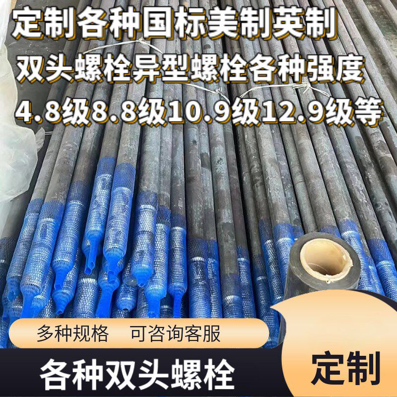 定制各种规格8.8级10.9级12.9级特长R双头螺栓工厂定制
