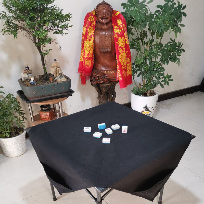 麻将桌布家用纯色加厚纯棉帆布布料防滑四角带兜手工diy帆布垫