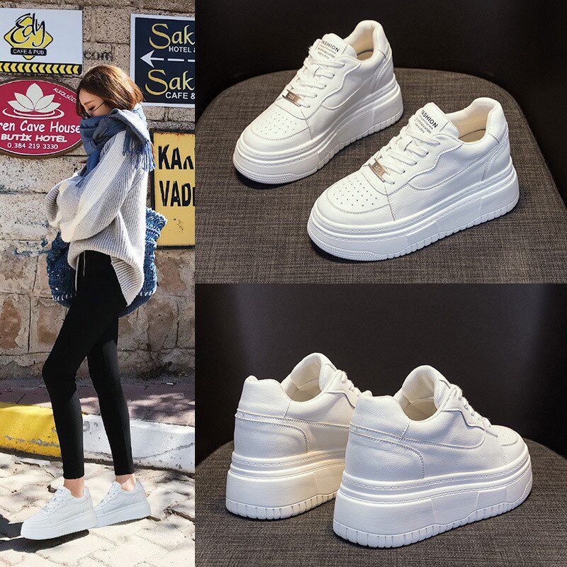 内增高小白鞋女厚底休闲运动鞋春秋搭配裙子的鞋子百搭旅游鞋单鞋