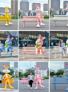 户外卡通动物座椅雕塑玻璃纤维休闲公园椅园林M风景区网红商场美