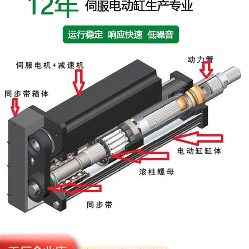 高精度大推力伺服电动缸伺服推杆电缸直M连式折返式可按需定制