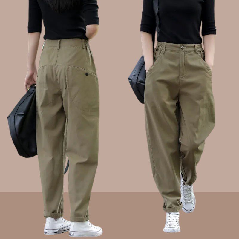 休闲运动哈伦裤女2024春秋新款宽松阔腿工装裤高腰显瘦萝卜长裤子