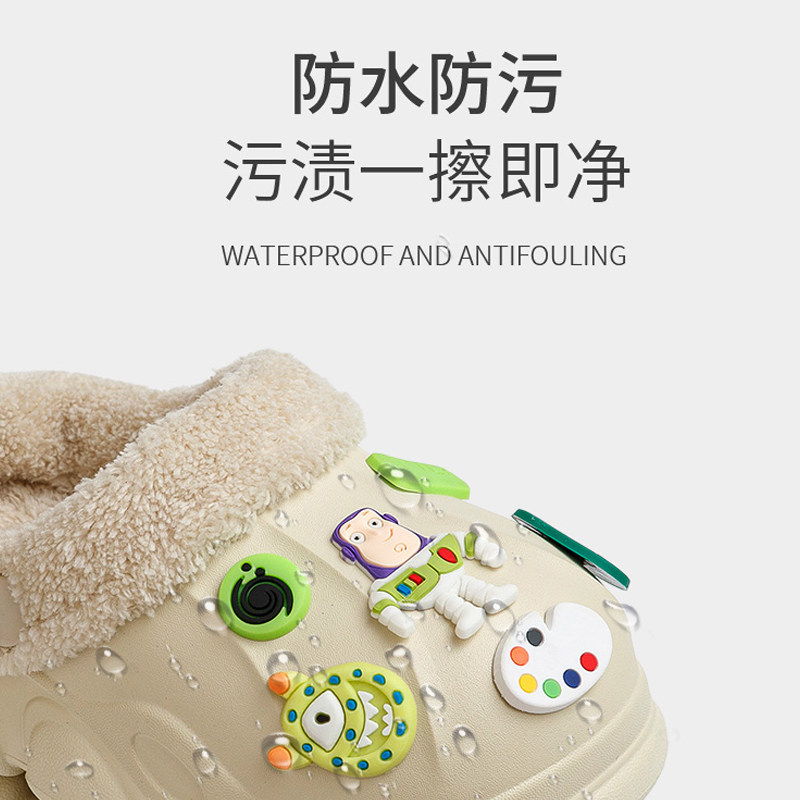 儿童棉拖鞋秋冬季室内防水防滑外穿可拆卸I洗毛绒保暖亲子2023新