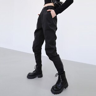 2024新款黑色小个子骑行裤机能风美式日系束脚裤子工装裤女款秋冬