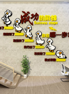 办公室司装饰企业文化背景团队励志标语墙面贴P氛围布置成功的阶