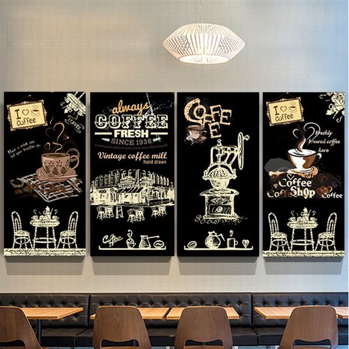 新款抽象图案美式工业风挂画咖啡E厅奶茶店黑板画工艺画墙壁装饰