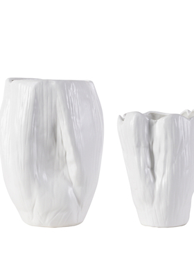 现代简约家居纯白色哑光s陶瓷花瓶样板房间客厅餐桌茶几桌面装饰