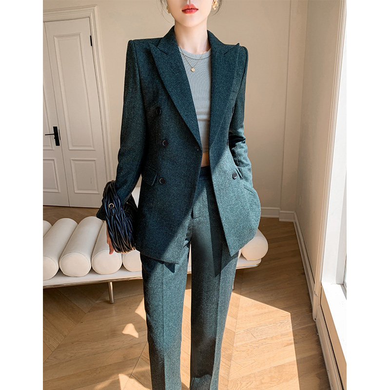 毛呢西装套装女高级感时尚气质女神范职业正装小个子休闲西服外套