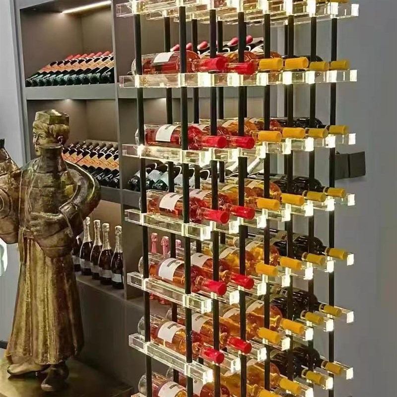 定制亚克力酒架亚克力酒柜不锈钢玻璃红酒架洋酒架展示.架发光透