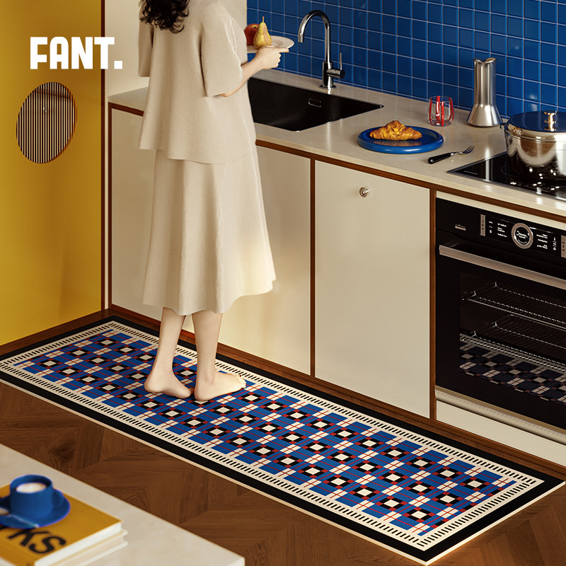 克洛里格复古厨房地垫防水防油防滑免洗可擦高级感全满铺脚垫定制