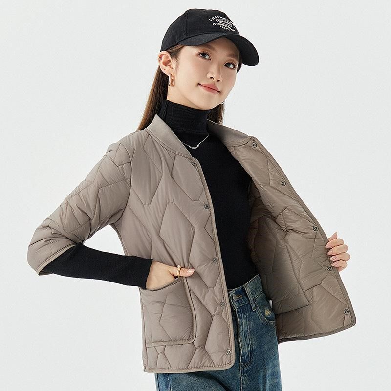 羽绒棉马甲时尚上衣女2024秋冬新款立领棉外套内穿七分袖轻薄棉服