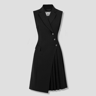 高级感西装马甲连衣裙秋季外套中长款百褶裙气质叠穿马夹裙子6005