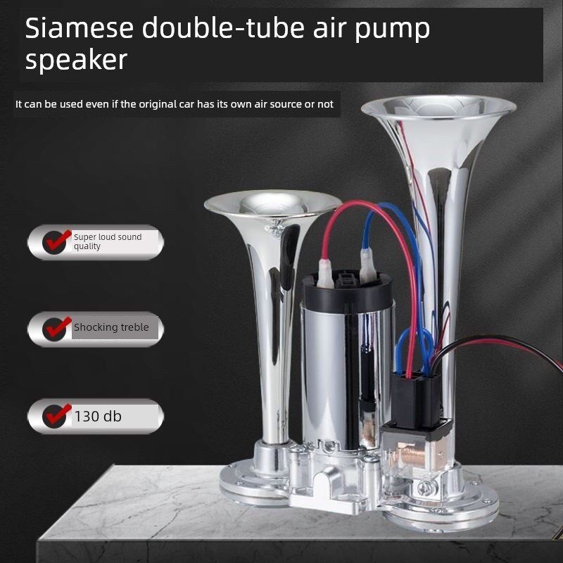 汽车,摩托车和卡车改装12V24V双管内置气泵电动喇叭超级响亮的金