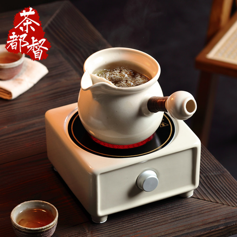 可干烧烤茶罐侧把粗陶煮茶壶日式黑E晶炉炭炉围炉罐罐白黑普洱茶