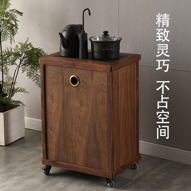 北美黑胡桃木茶水l柜实木餐边柜现代简约客厅收纳储物柜家用小户