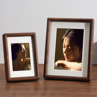 黑胡桃木相框摆台定制m洗照片做成高级感6寸7寸8寸10挂墙a4装 裱di