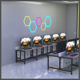 电竞酒店网吧网咖台式一体桌下y置散热槽防盗下置机箱电脑桌子定