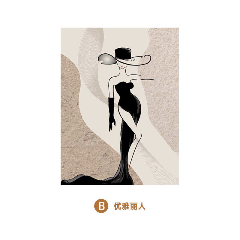 侘寂奶油风客厅装饰画人物u玄关走廊壁画简约沙发背景墙落地画挂