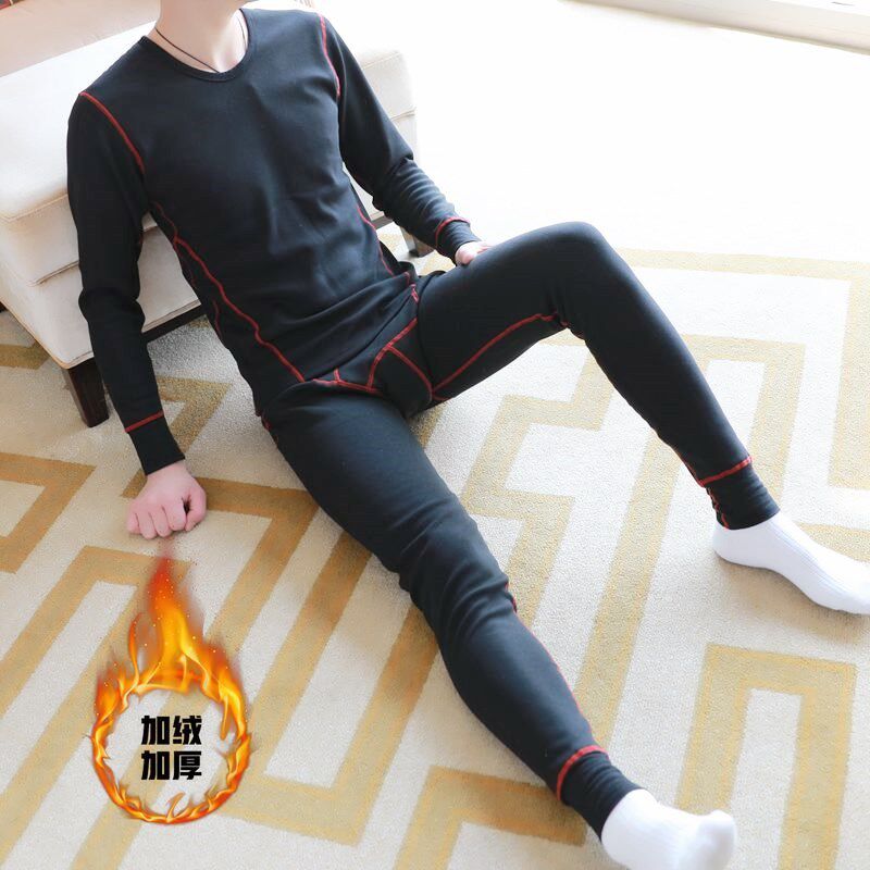 保暖套装男士冬季防寒紧身秋衣秋裤加绒加厚N棉毛裤中青年打底裤