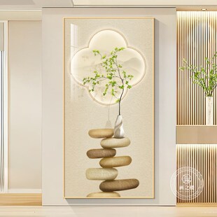 石来运转入户玄关装m饰画清新绿植挂画走廊过道高级感2024新款壁