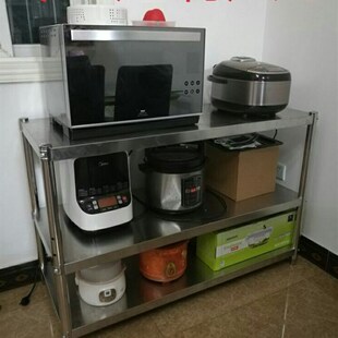 不锈钢厨房置物架3n层微波炉架子多功能落地三层烤箱架收纳储物架