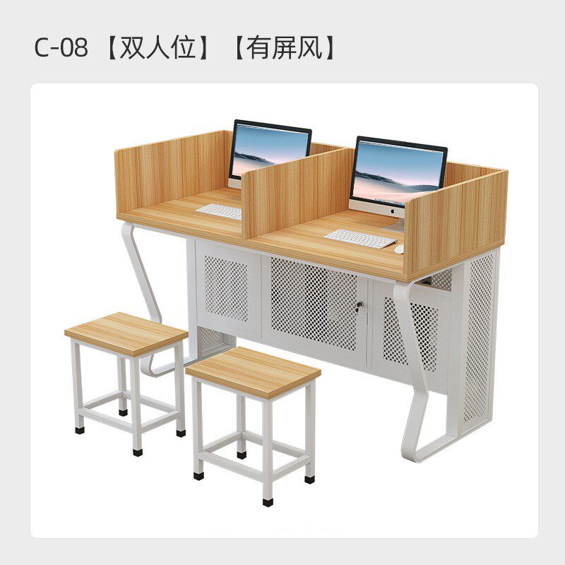 中小学生微机教室学习桌会议培训办公桌学校隔R板写字桌机房电脑