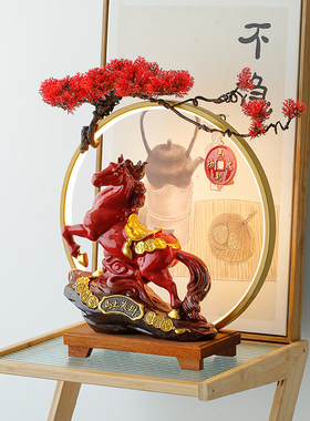 马上发财生肖马摆件陶瓷马u工艺装饰品办公室招财摆设桌面开业礼