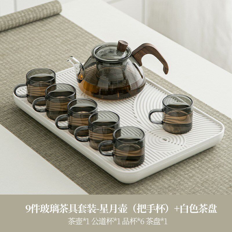 手工耐热玻璃茶壶煮茶器泡茶壶玻璃木把壶K烟灰泡办公室功夫套装