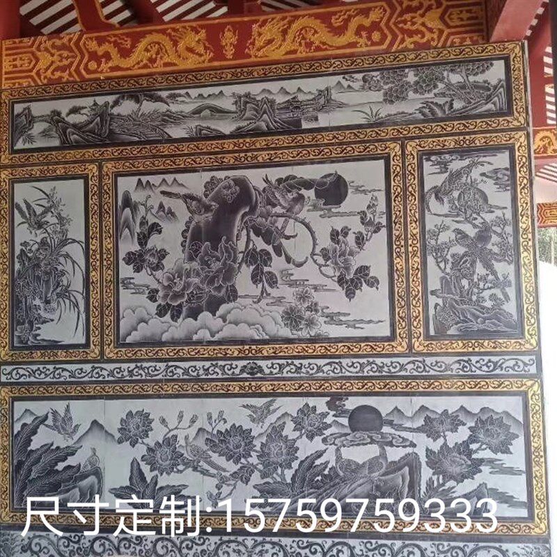 芝麻黑青石石材雕刻古建平面雕刻浮雕外墙石材线雕雕刻石影雕定制