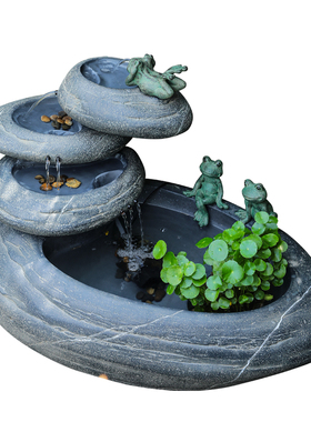 户外流水摆件景观鱼池新中式阳台庭院楼顶花园循环水瀑.布造景装