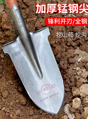 铁锹锰钢加厚种树小铁铲户外挖土农用种菜铁锨木柄铲子尖头土泥锹