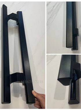 有框玻璃门把手铝合金玻璃门拉手不锈钢大门把手木门把手黑色拉丝