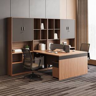 财务办公桌职员桌椅组合2人位多人办公室主管桌带高柜会计办公桌