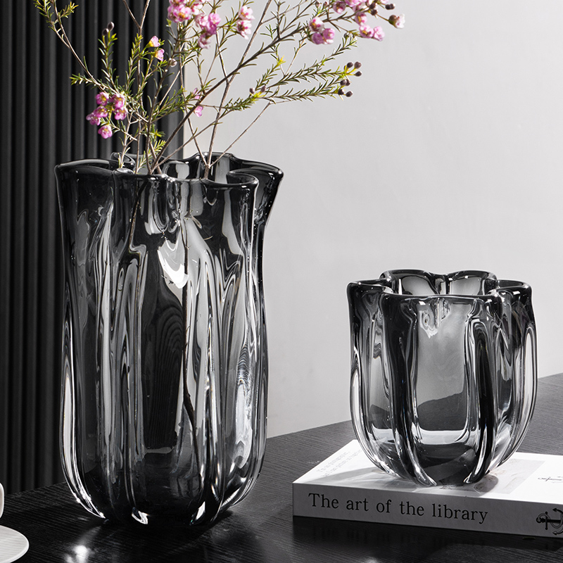 简约创意轻奢花瓶摆件高级感琉z璃花器客厅电视柜样板房玄关软装