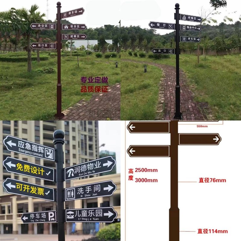 景区分流导向牌指示牌户外立式y路标识牌公园小区楼栋指引牌指路