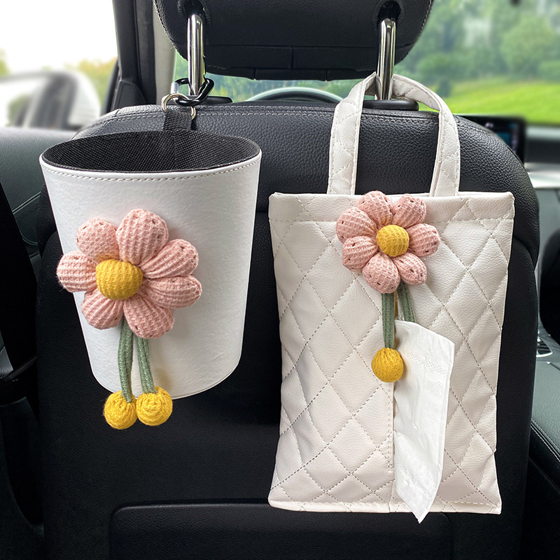 汽车纸巾盒垃圾桶二合一车载后排收纳桶置L物雨伞车内内车用悬挂