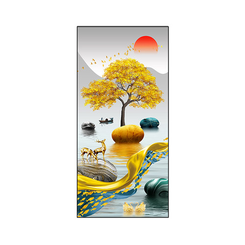 玄关装饰画新中式客厅挂画走廊过道竖版墙画现R代简约壁画入户门