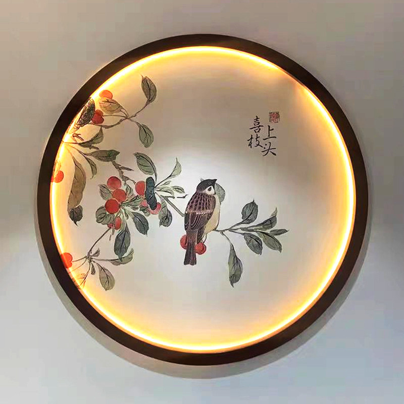 定制玄关新中式实木圆形框架圆窗户包J边墙洞隔断圆框护角线条