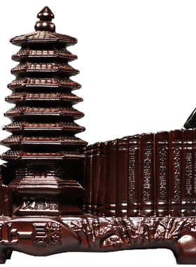 黑檀木雕b实木九层文昌塔笔筒送老师学生领导送礼品办公室客厅摆