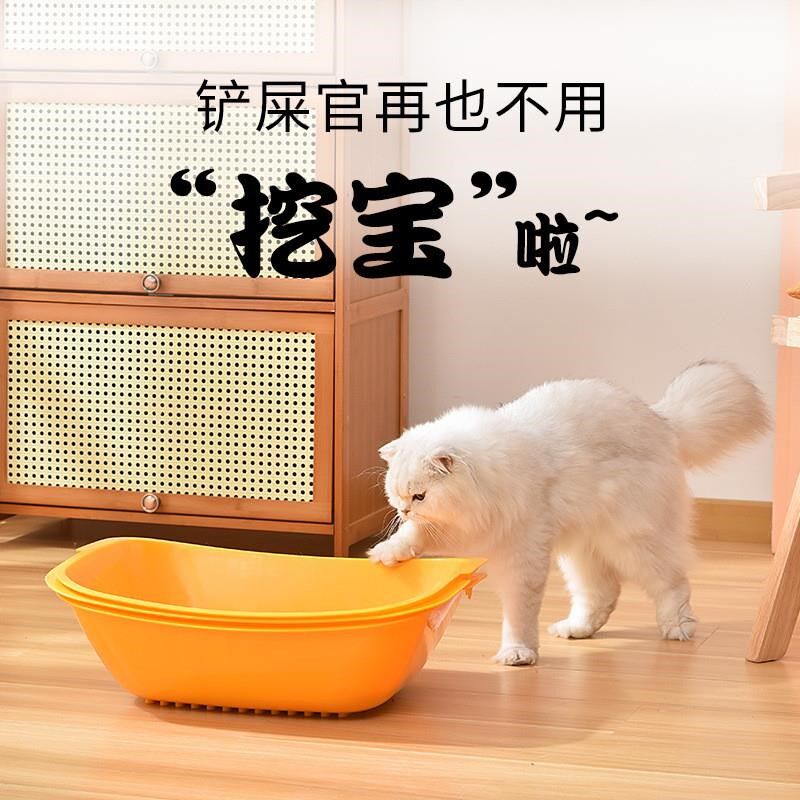 免铲屎猫砂盆懒人不用铲猫厕所防外溅快速铲屎猫便盆三层猫砂盆