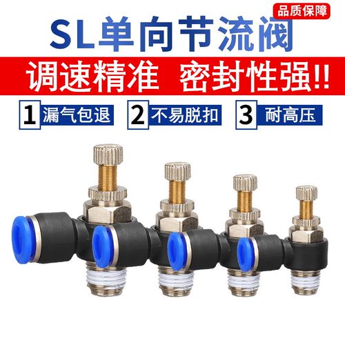 气动气缸调速单向限流节流阀SL4-M5/6-01/8-02/10/12-03气管接头