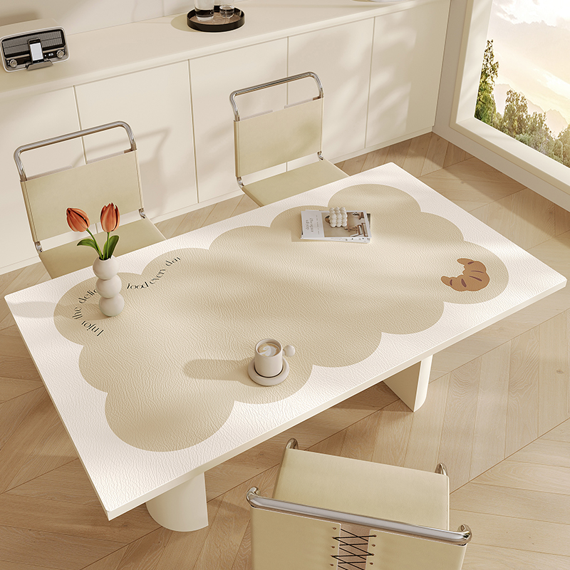 is简约高级感桌布防水防油免洗防烫皮革桌垫长方形餐Z桌垫茶几布